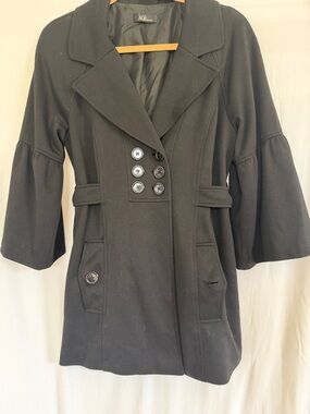 AGB Black Double-Breasted Long Blazer Jacket